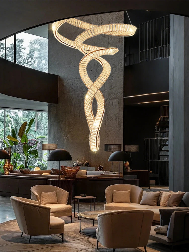 Nordic Crystal Chandelier Modern Pendant Light Luxury Hanging Lamp Living Room Lobby Duplex Loft Villa Hall High Ceiling Lighting Dining Room Home Decor Scandinavian Designer Lamp LED Ceiling Fixture Indoor Decorative Lighting Hotel Wholesale