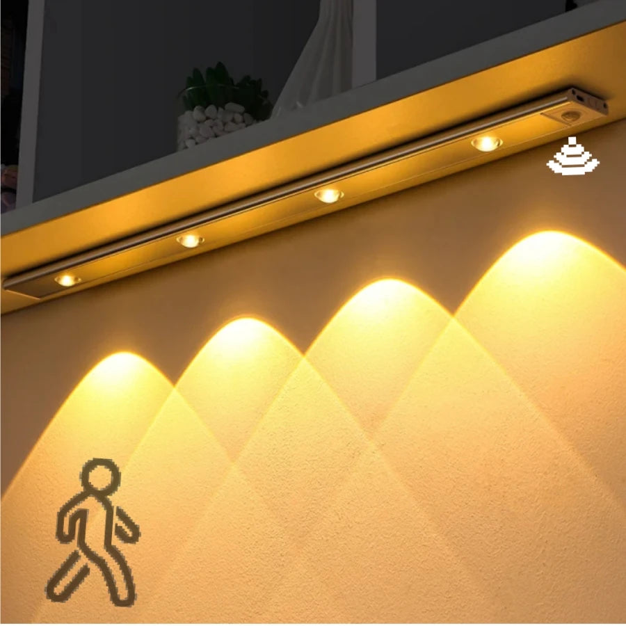 LED Cabinet Night Light Motion Sensor Wireless Under Cabinet Light Ultra Thin Rechargeable Closet Lamp Kitchen Bedroom Wardrobe Staircase Hallway Magnetic Stick On LED Bar Light USB Charging Indoor Lighting Home Decor Wholesale