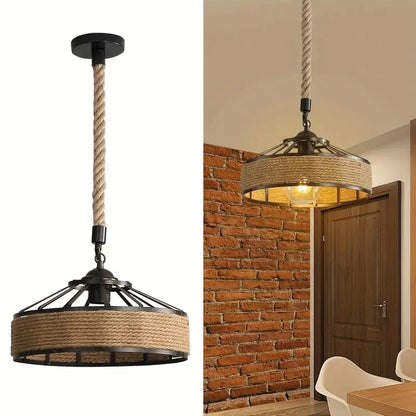 Classical Hemp Rope Pendant Lamp Retro Hanging Chandelier Industrial Iron Ceiling Light Dining Room Living Room Kitchen Cafe Bar Vintage Antique Lighting Fixture Rustic Farmhouse Home Decor E27 Bulb Decorative Indoor Lighting Wholesale