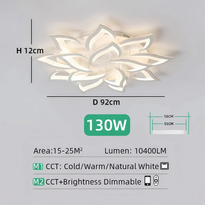 Nexus Nordic Minimalist Ceiling Light With Remote Control Living Room Modern Creative Petal Design Ceiling Lamp Fixture Bedroom