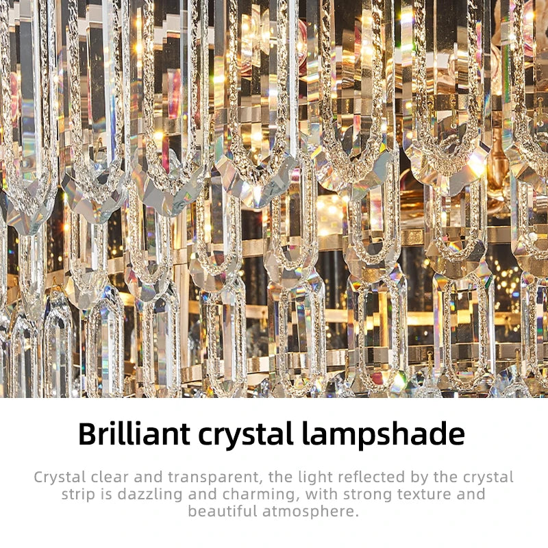 Modern LED Ceiling Hanging Lamp Luxury Circular Chandelier Pendant Light Living Room Dining Table Lighting Designer Crystal High Ceiling Lamp Indoor Home Decor Decorative Fixture Contemporary Minimalist Villa Hotel Lighting Wholesale