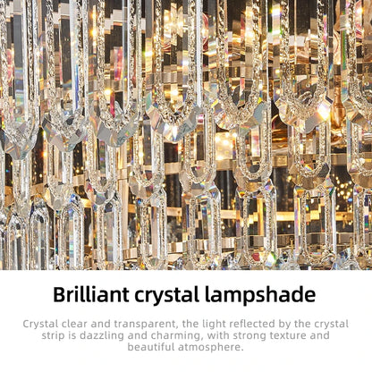 Modern LED Ceiling Hanging Lamp Luxury Circular Chandelier Pendant Light Living Room Dining Table Lighting Designer Crystal High Ceiling Lamp Indoor Home Decor Decorative Fixture Contemporary Minimalist Villa Hotel Lighting Wholesale