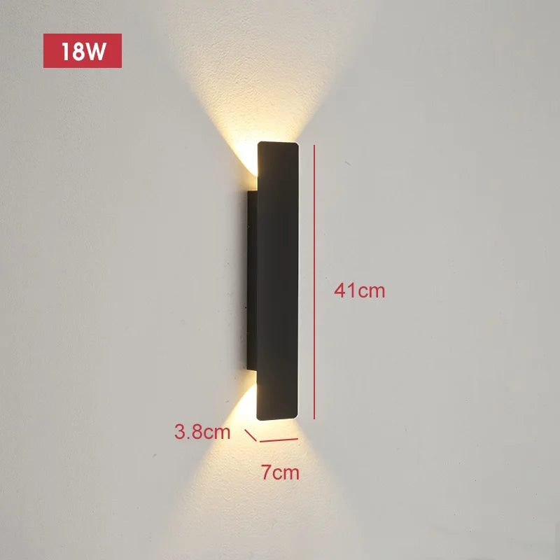 Outdoor Waterproof LED Wall Lamp 18W Aluminum Wall Light Black Exterior Sconce Modern Indoor Outdoor Lighting Fixture Porch Patio Garden Balcony Garage Bedroom Corridor Home Decor IP65 Weatherproof Security Light Wholesale