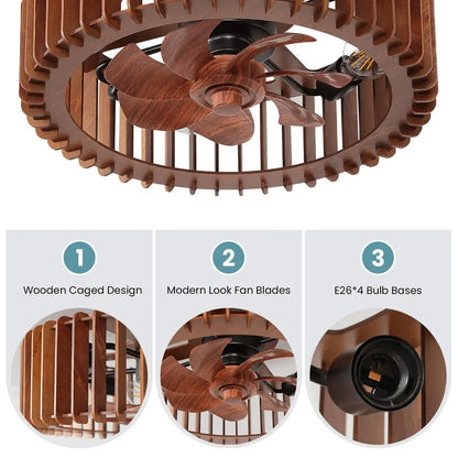 Scandinavian Ceiling Fan Pendant Light Wabi Sabi Wooden Ceiling Fan Light Modern Retro Creative Pumpkin Chandelier Bedroom Living Room Dining Room Wood Craft Hanging Lamp LED Ceiling Fixture Home Decor Indoor Lighting Luxury Wholesale