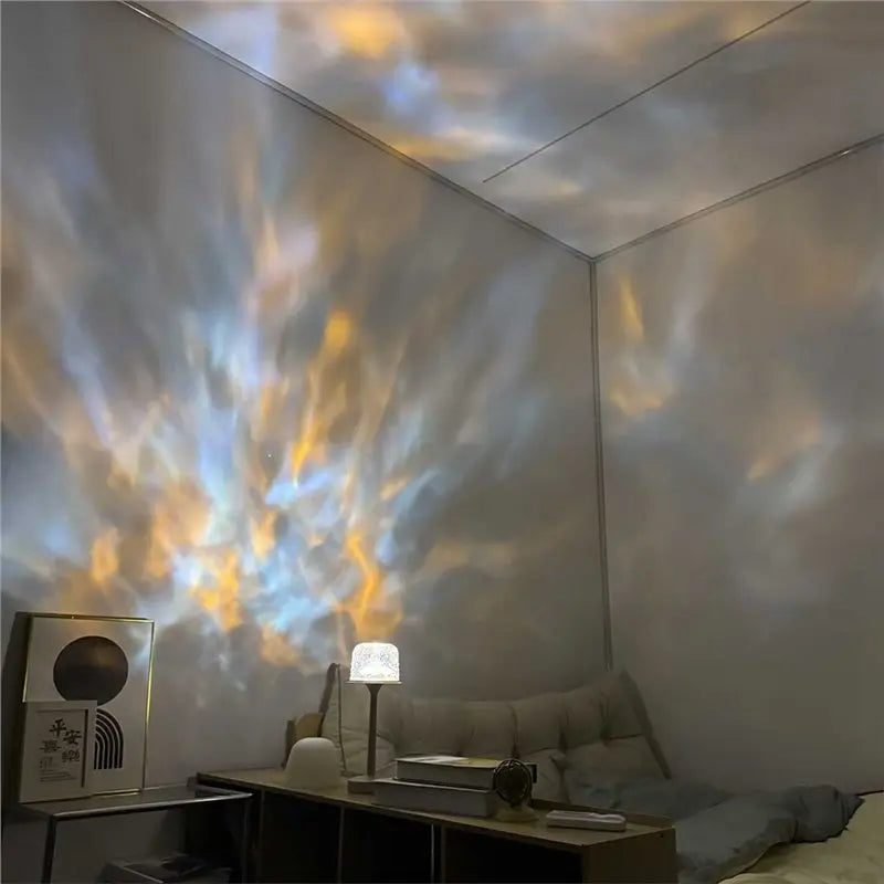 B50C RGB Floor Lamp Color Changing LED Corner Lamp 16 Colors Dimmable Ambient Light Water Ripple Projection Lamp Remote Control Romantic Mood Lighting Bedroom Living Room Home Decor Standing Light Modern Luxury Atmosphere Lamp Indoor Decoration Wholesale