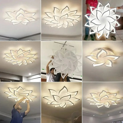 Nexus Nordic Minimalist Ceiling Light With Remote Control Living Room Modern Creative Petal Design Ceiling Lamp Fixture Bedroom