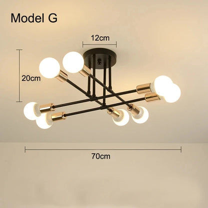 Nordic Minimalist Pendant Light Ceiling Lamp LED Chandelier Suitable for Bedrooms Living Rooms Black Gold Lighting Decoration