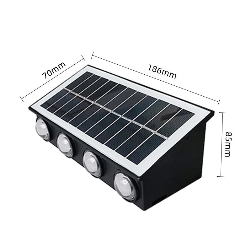 Luxury Outdoor Solar Wall Lamp Waterproof LED Up Down Light Solar Powered Garden Balcony Patio Porch Fence Yard Landscape Wall Sconce Exterior Decorative Lighting Dusk to Dawn Wireless IP65 Modern Home Outdoor Lamp Wholesale OEM Supplier