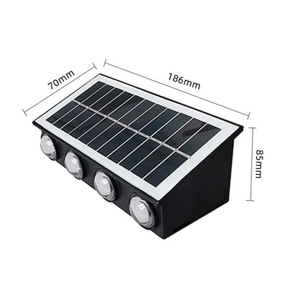 Luxury Outdoor Solar Wall Lamp Waterproof LED Up Down Light Solar Powered Garden Balcony Patio Porch Fence Yard Landscape Wall Sconce Exterior Decorative Lighting Dusk to Dawn Wireless IP65 Modern Home Outdoor Lamp Wholesale OEM Supplier