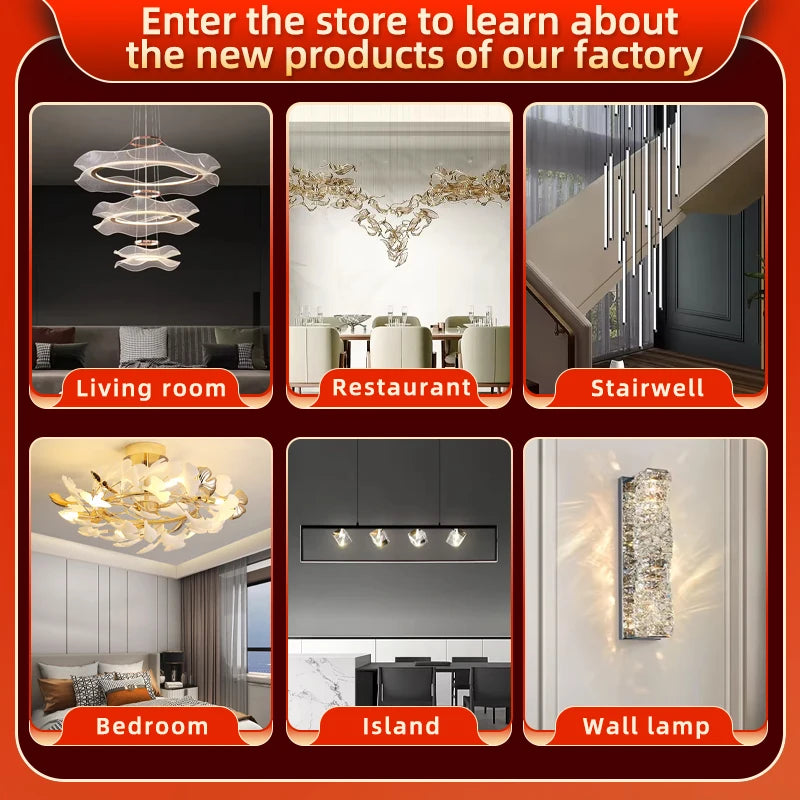 Loft Crystal Chandelier Modern LED Pendant Light Ceiling Hanging Lamp Dining Room Living Room Villa Luxury Home Decor Indoor Lighting Designer Ceiling Fixture Kitchen Foyer Staircase Hotel Contemporary Lighting Wholesale
