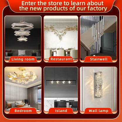 Loft Crystal Chandelier Modern LED Pendant Light Ceiling Hanging Lamp Dining Room Living Room Villa Luxury Home Decor Indoor Lighting Designer Ceiling Fixture Kitchen Foyer Staircase Hotel Contemporary Lighting Wholesale