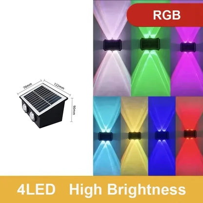 Luxury Outdoor Solar Wall Lamp Waterproof LED Up Down Light Solar Powered Garden Balcony Patio Porch Fence Yard Landscape Wall Sconce Exterior Decorative Lighting Dusk to Dawn Wireless IP65 Modern Home Outdoor Lamp Wholesale OEM Supplier