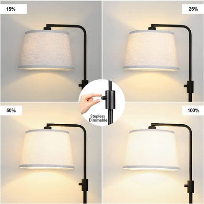 Black Modern Arc Floor Lamp Dimmable Tall Standing Lamp Linen Lampshade 1000 Lumen LED Edison Bulb Living Room Bedroom Office Dining Room Reading Light Home Decor Minimalist Indoor Lighting Contemporary Standing Lamp Wholesale