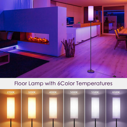 US Modern RGB Floor Lamp Tall Standing LED Light Bedroom Living Room Study Room Lamp Corner Lamp Decorative Home Lighting Smart Color Changing Floor Light Ambient Mood Lamp Remote Control Minimalist Luxury Indoor Decoration Office Reading Lamp Wholesale
