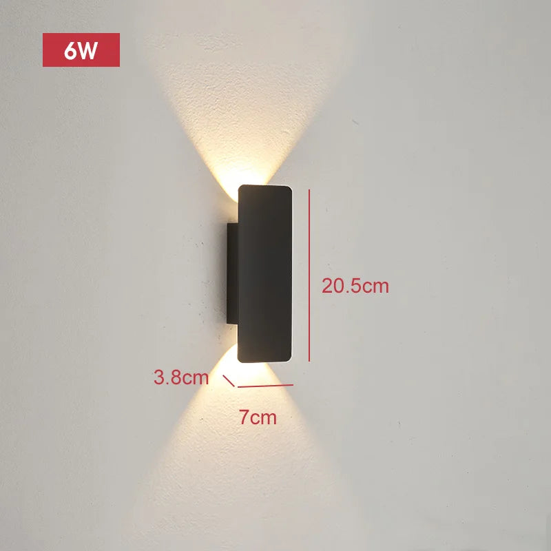 Outdoor Waterproof LED Wall Lamp 18W Aluminum Wall Light Black Exterior Sconce Modern Indoor Outdoor Lighting Fixture Porch Patio Garden Balcony Garage Bedroom Corridor Home Decor IP65 Weatherproof Security Light Wholesale
