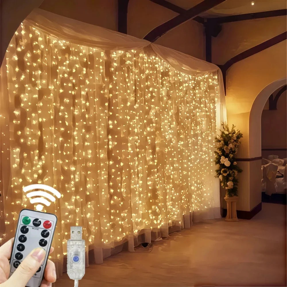 3M 6M LED Curtain String Lights USB Fairy Lights Remote Control Festoon Garland Wedding Christmas Decoration Bedroom Living Room Home Decor Party Festival Wall Window Lighting Warm White Decorative Indoor Lighting Wholesale