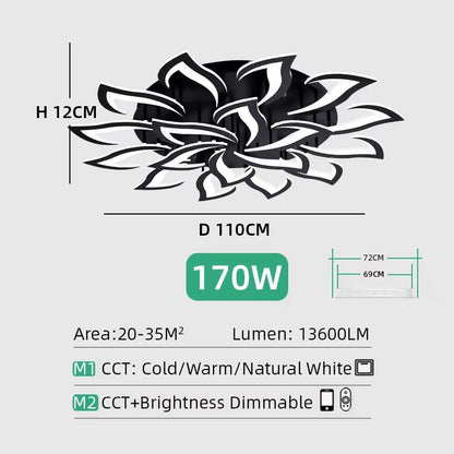 Nexus Nordic Minimalist Ceiling Light With Remote Control Living Room Modern Creative Petal Design Ceiling Lamp Fixture Bedroom