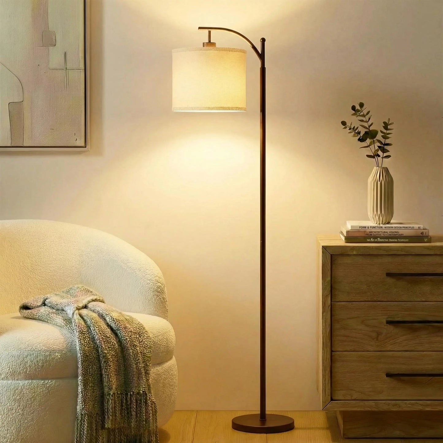 LED Floor Lamp Modern Standing Reading Lamp Curved Shade Mid Century Floor Light Living Room Bedroom Office Table Lamp Minimalist Home Decor Indoor Lighting Contemporary Designer Standing Lamp Ambient Light Wholesale