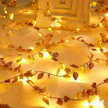 Green Leaf String Lights Ivy Leaf Fairy Lights LED Garland Vine Lights Bedroom Wall Decor Party Wedding Birthday Christmas Valentine's Day Festival Home Decoration Indoor Outdoor Ambient Lighting Battery USB Powered Wholesale
