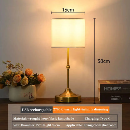 Cordless Table Lamp Rechargeable Battery LED Lamp 3 Level Dimmable Fabric Touch Bedside Light Bedroom Living Room Desk Nightstand Lamp Wireless Portable Reading Light Home Decor Ambient Lighting Modern Minimalist Indoor Lamp Wholesale