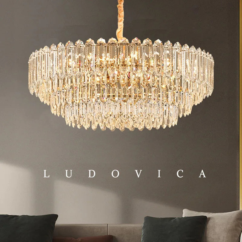 Modern LED Ceiling Hanging Lamp Luxury Circular Chandelier Pendant Light Living Room Dining Table Lighting Designer Crystal High Ceiling Lamp Indoor Home Decor Decorative Fixture Contemporary Minimalist Villa Hotel Lighting Wholesale