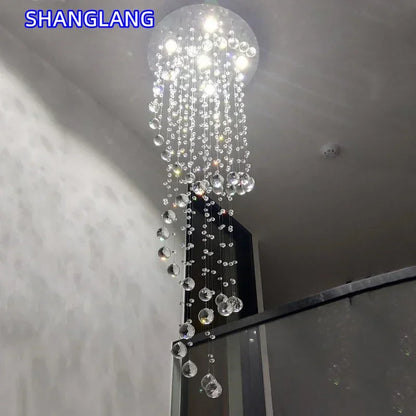 Modern Large K9 Crystal LED Chandelier Spiral Staircase Pendant Light Luxury Living Room High Ceiling Lamp Dining Room Bedroom Kitchen Hanging Fixture Villa Hotel Foyer Entryway Home Decor Indoor Lighting Designer Wholesale