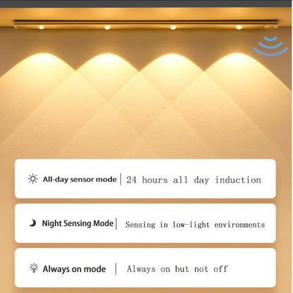 LED Cabinet Night Light Motion Sensor Wireless Under Cabinet Light Ultra Thin Rechargeable Closet Lamp Kitchen Bedroom Wardrobe Staircase Hallway Magnetic Stick On LED Bar Light USB Charging Indoor Lighting Home Decor Wholesale