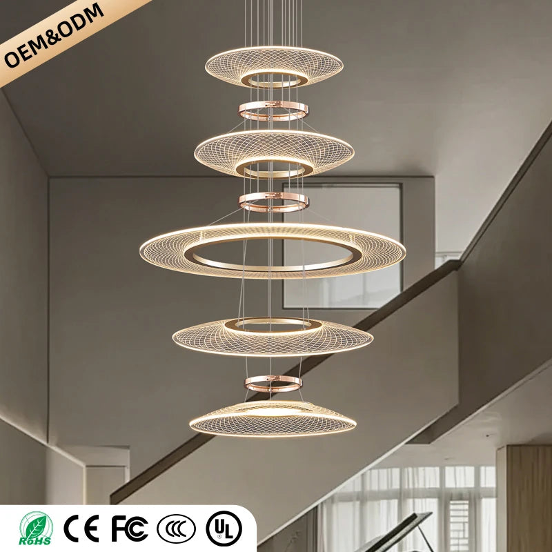 Modern Living Room Pendant Light Duplex Staircase Chandelier Villa Hanging Lamp Dining Table Ceiling Light Luxury LED Pendant Fixture Home Decor Indoor Lighting High Ceiling Lamp Hotel Restaurant Decoration Nordic Style Designer Lighting Wholesale