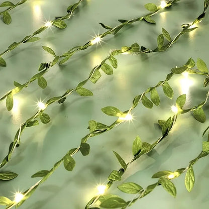Green Leaf String Lights Ivy Leaf Fairy Lights LED Garland Vine Lights Bedroom Wall Decor Party Wedding Birthday Christmas Valentine's Day Festival Home Decoration Indoor Outdoor Ambient Lighting Battery USB Powered Wholesale