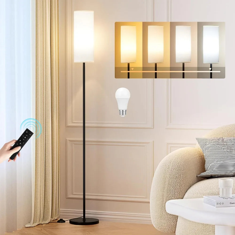 64 Inch Modern Floor Lamp Stepless Dimmable LED Standing Lamp Remote Control 9W Bulb Living Room Bedroom Office Reading Light Corner Lamp Home Decor Indoor Lighting Minimalist Contemporary Tall Standing Fixture Wholesale