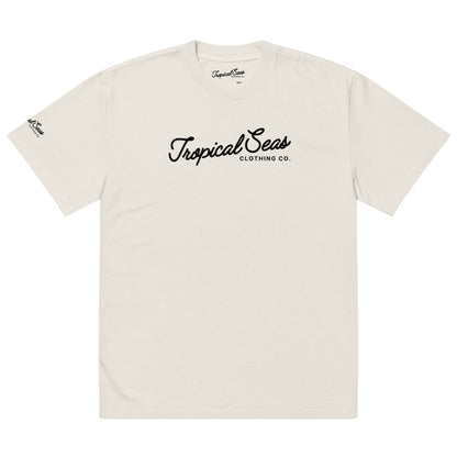 Oversized Tropical Seas Printed Faded T-shirt